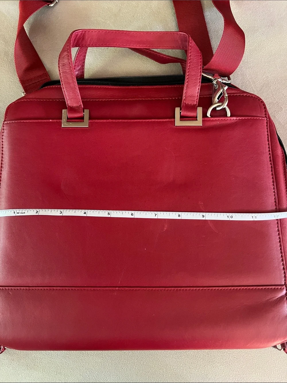 Franklin Covey Full Grain Red Leather Planner Organizer Shoulder Strap